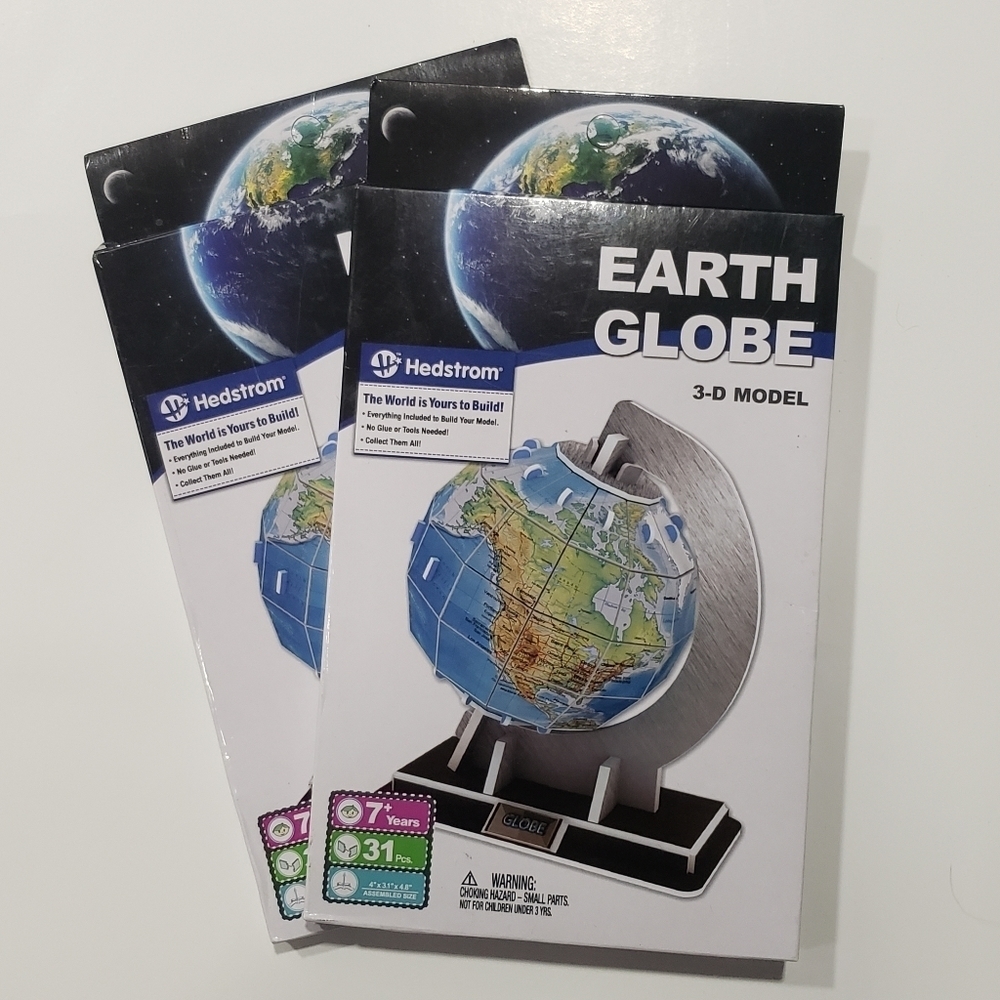 NEW Earth Globe 3-D Models - Set of 2 - Hedstrom